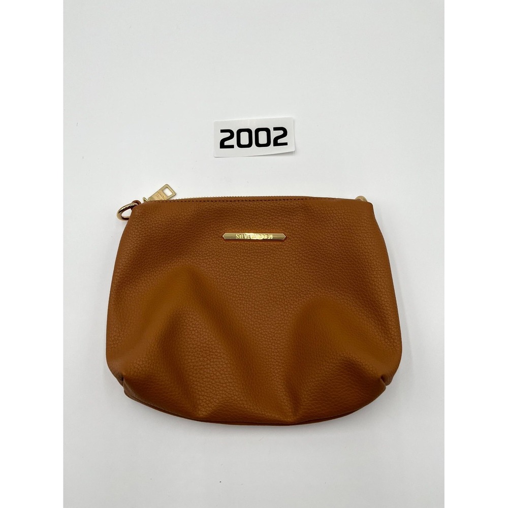 Steve Madden Womens Handbags Brown Pebbled Leather Top Zipper Pocket Casual